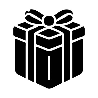 Üst vektör siluetinde bir yay ile hediye kutusu beyaz bir arkaplanda izole.