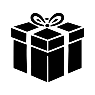 Üst vektör siluetinde bir yay ile hediye kutusu beyaz bir arkaplanda izole.