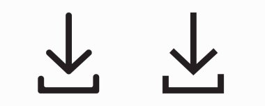 Simge indir. İndirme düğmesi Koleksiyonu. Dosya simgeleri vektörünü indir. Beyaz arkaplanda basit indirme simgesi izole edildi. Ok indirme simgesi. Vektör illüstrasyonu.