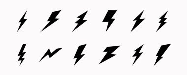 Şimşek simgesi. Elektrik güç sembolü. Enerji işareti, vektör illüstrasyonu