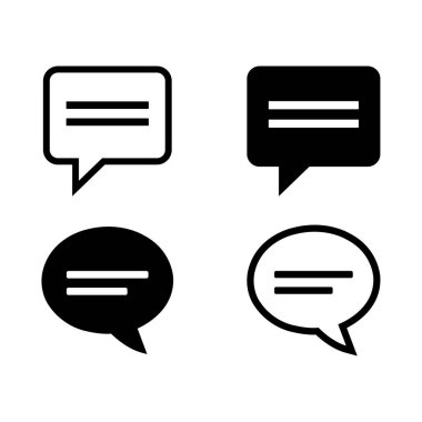 Yorum simgesi konuşma balonu sembolü. Konuşma balonu koleksiyonu. Bulut konuşma baloncukları koleksiyonu. Kara konuşma balonu. Vektör illüstrasyonu