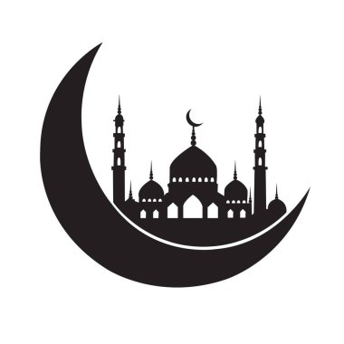 Ramazan Kareem, hilal aylı dini İslami siluetler..