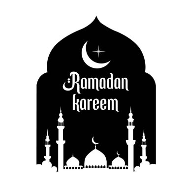 Ramazan Kareem, hilal aylı dini İslami siluetler..
