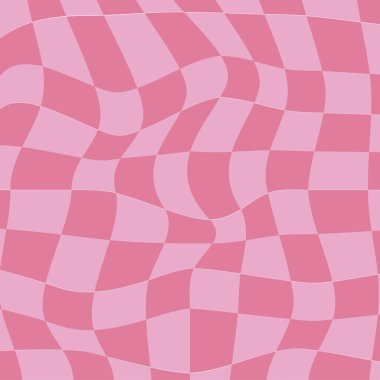   Y2k Retro Geçmişi. Karışık Dalgalı Dalgalı Dalgalı Satranç. Vektör İllüstrasyonu.