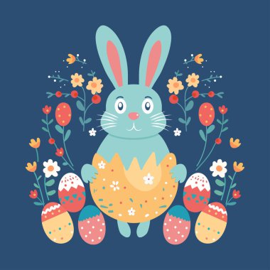   İllüstrasyonun Ester Günü konsept tasarımınız kutlu olsun. Yumurtadaki küçük tavşan