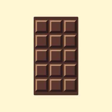   Çikolata. Paketlenmemiş kare çikolata. Vektör illüstrasyonu, düz biçim