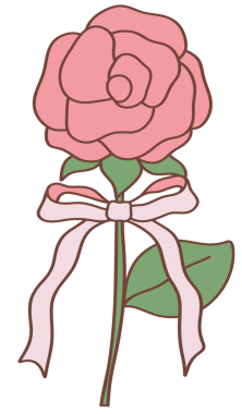 Pembe gül ve fiyonk, Sevgililer Günü karalamaları için mükemmel..