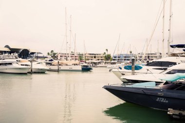 Yat marinası, turizm hizmetleri için çeşitli deniz gezisi gemileri..