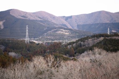 Açık hava dağ manzarası ve bir kış öğleden sonra doğa..