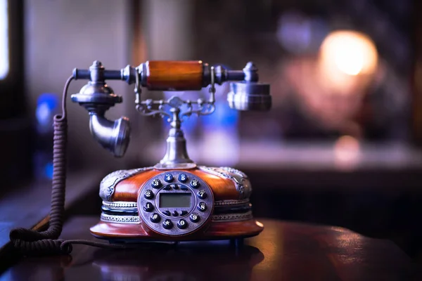 Brown Clássico Antigo Telefone Mesa — Fotografia de Stock
