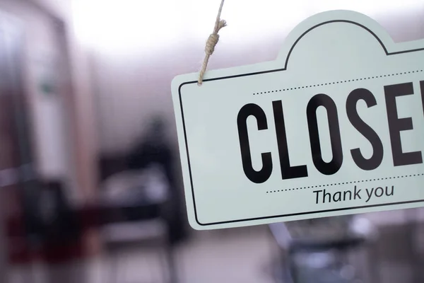 Closed Sign Hangs Glass Store — Stock Photo, Image