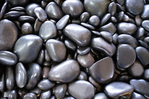 Muitas Pedras Pretas Brilhantes Grandes Pequenas Foram Empilhadas Umas Cima — Fotografia de Stock