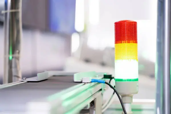 Stock image Close-up of a warning light for machinery, industry and technology.