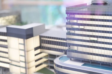 3D Şehir Binası Mimari Model Arkaplan Gri Fütürist Şehir.