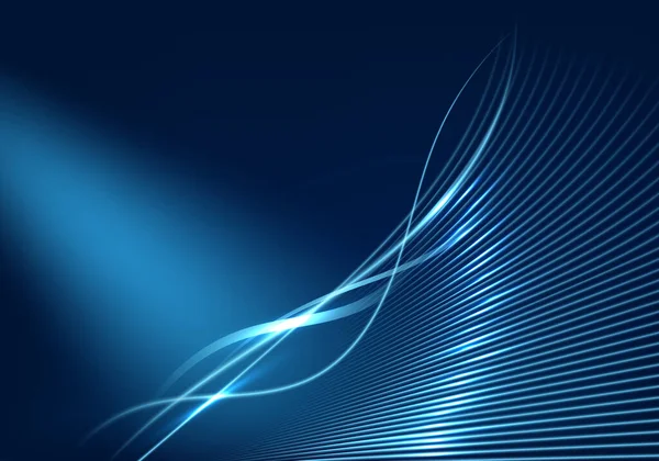Abstrato Conceito Tecnologia Azul Linhas Brilhantes Elementos Fundo Azul Escuro — Vetor de Stock