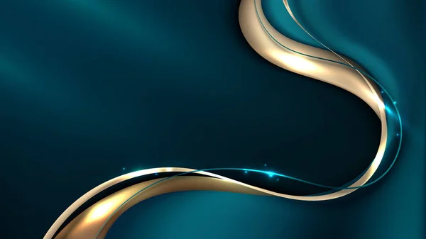 Abstrato Luxo Azul Esmeralda Cor Dourada Formas Gradiente Líquido Com — Vetor de Stock