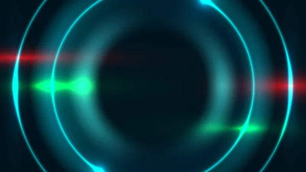 Abstrakt Blå Neon Ljuscirklar Ram Med Belysning Effekt Mörk Bakgrund — Stock vektor