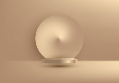3D gerçekçi altın podyum podyum biçimli ürün altın arka planda altın halka gösterimi lüks tarzında. Kozmetik modelleme, tanıtım satışı ve pazarlama vb. Vektör illüstrasyonu için kullanabilirsiniz.