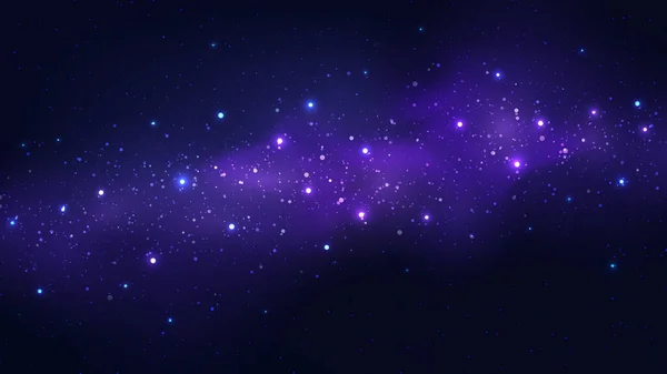 Abstract Blauwe Nachtelijke Kosmos Achtergrond Met Nevel Stralende Ster Magisch — Stockvector