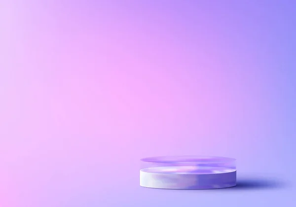Kaca Kristal Realistik Transparan Podium Pedestal Menampilkan Latar Belakang Minimal - Stok Vektor