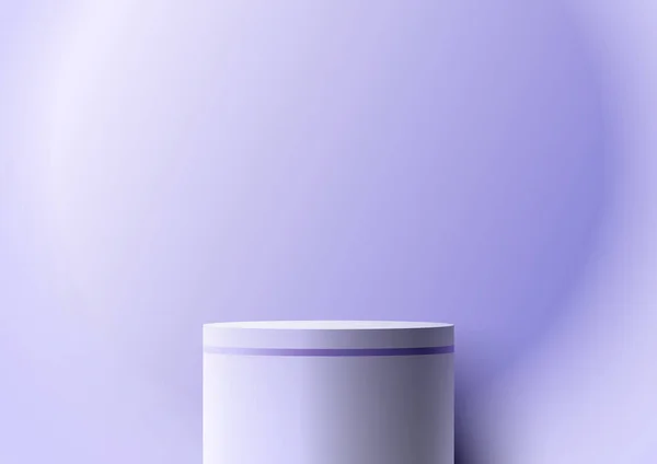 Realistic Empty Purple Podium Pedestal Stand Circle Backdrop Minimal Wall — Stok Vektör