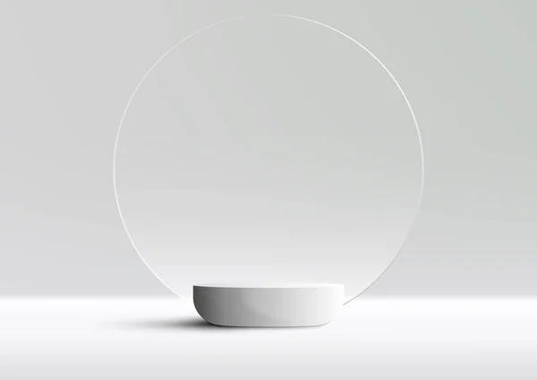 Réaliste Style Luxe Vide Podium Blanc Stand Cercle Transparent Fond — Image vectorielle