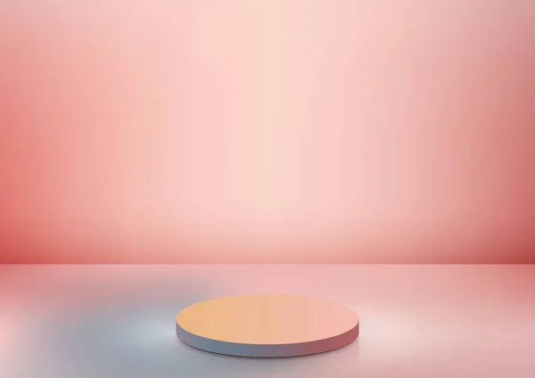 Ρεαλιστικό Minimal Στυλ Άδειο Ροζ Βάθρο Στούντιο Δωμάτιο Ροζ Φόντο — Διανυσματικό Αρχείο