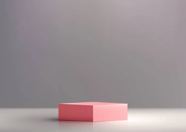 Ρεαλιστική Άδειο Ροζ Βάθρο Σταθεί Γκρι Φόντο Μοντέρνο Minimal Στυλ — Διανυσματικό Αρχείο