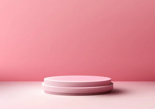 Ρεαλιστικό Ροζ Αντικείμενο Βάθρου Ένα Μοντέρνο Minimal Δάπεδο Φωτισμένο Ένα — Διανυσματικό Αρχείο