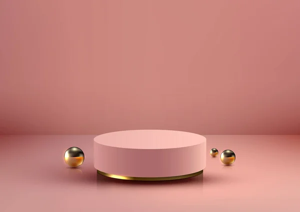 Zažijte Kouzlo Luxusu Touto Ohromující Zlaté Růžové Pódium Moderním Studiu — Stockový vektor