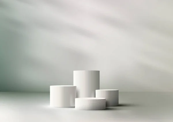 Modern Beyaz Kürsü Minimalist Tasarım Doğal Işıklandırma Vektör Illüstrasyonuyla Model Vektör Grafikler
