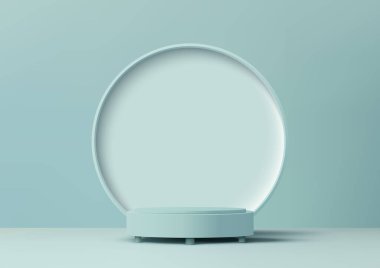 Modern iç mekan konsepti, 3D yumuşak mavi podyumumuz, az gösterişli bir stile sahip. Mavi bir çemberin arka planı sanatsal bir yetenek katıyor. Model sergi salonunda ürünleri sergilemek ya da göz alıcı gösteriler yaratmak için mükemmel..