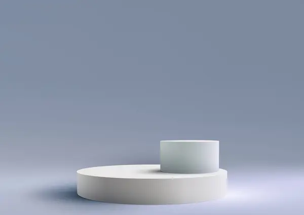 Réaliste Moderne Style Minimal Podium Blanc Sur Fond Bleu Doux — Image vectorielle