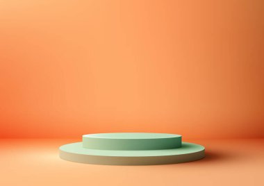 Bu yumuşak yeşil podyum modeli basit ve zarif ürün gösterimleri yapmak için mükemmeldir. Vektör illüstrasyonu