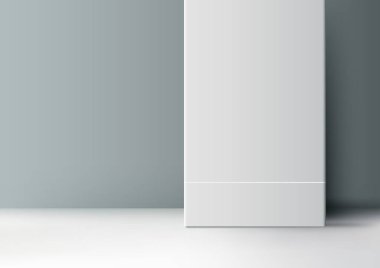 Beyaz arka planı olan bu modern beyaz stüdyo odası ürün fotoğrafçılığı, maketler ve vitrinler için idealdir. Beyaz zemin ürünlerinizin ilgi odağı olmasını sağlıyor. Vektör illüstrasyonu