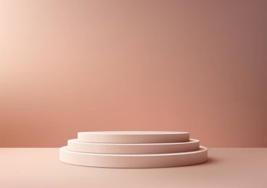 Pastel Pembe Arkaplanda Modern 3D Bej Podyum Minimum Model Ürün Görünümü ve Moda Moda Tarzı İçin Mükemmel