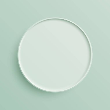 Yeşil Pastel Arkaplan Üzerine Minimalist 3D Beyaz Çember Etiketler, Etiketler ve Modern Dokunuşlu İmza İçin İdeal