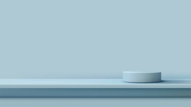 3D Mavi Silindirik Podyum Minimalist Ürün Ekranı ve Modern Vitrin İçin Işık Arkaplanına Karşı
