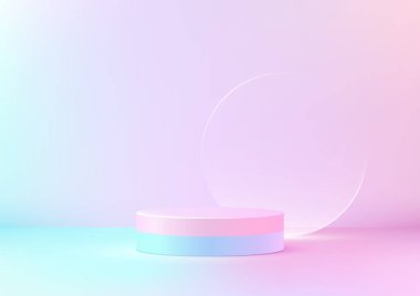 Minimal Pastel 3D Podyum Mavi ve Pembe Arkaplan, Hassas ve Ruhsal Platform Ürün Görünümü, Yaratıcı Konseptler ve Modern Sanatsal Moda Tasarımı