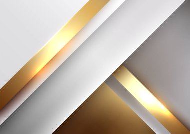 Üst üste binen beyaz ve altın kaplama geometrik şekiller modern markalaşma, zarif tasarım çalışmaları ve yaratıcı şablonlar için mükemmel.