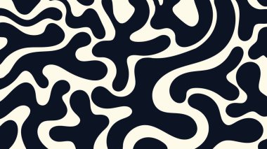 koyu mavi ve kremsi beyaz retro paleti karşıtlaştıran organik şekillere sahip soyut arkaplan kumaş duvar kâğıdı ve dekor için modern tasarım.