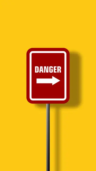 Sarı uyarı işareti ve tehlike işareti. 3d illüstrasyon