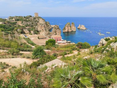 Scopello 'lu Tonnara' nın Sicilya manzarası 