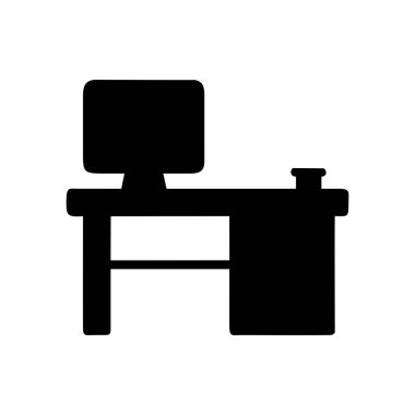 Bilgisayar Çağdaş Ofis Tasarımı Masası Silueti