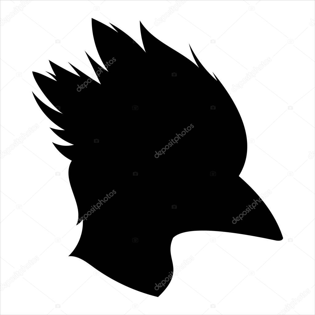 Stylized Woodpecker Bird Head with Prominent Crest