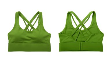 Spor kıyafetleri için spor sutyenini çapraz bağla.