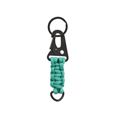 Paracord motosiklet anahtarlığı izole edilmiş beyaz arkaplan