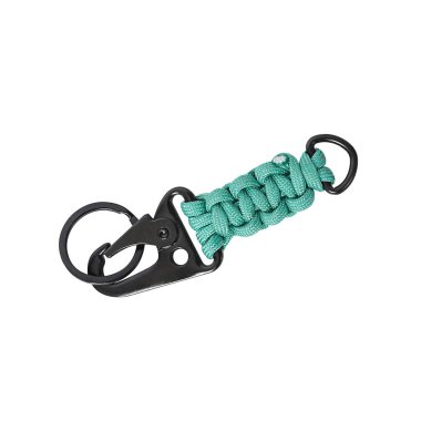 Paracord motosiklet anahtarlığı izole edilmiş beyaz arkaplan