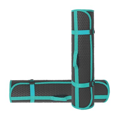 Yuvarlanan yoga minderi izole edilmiş beyaz arkaplan