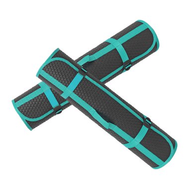 Yuvarlanan yoga minderi izole edilmiş beyaz arkaplan